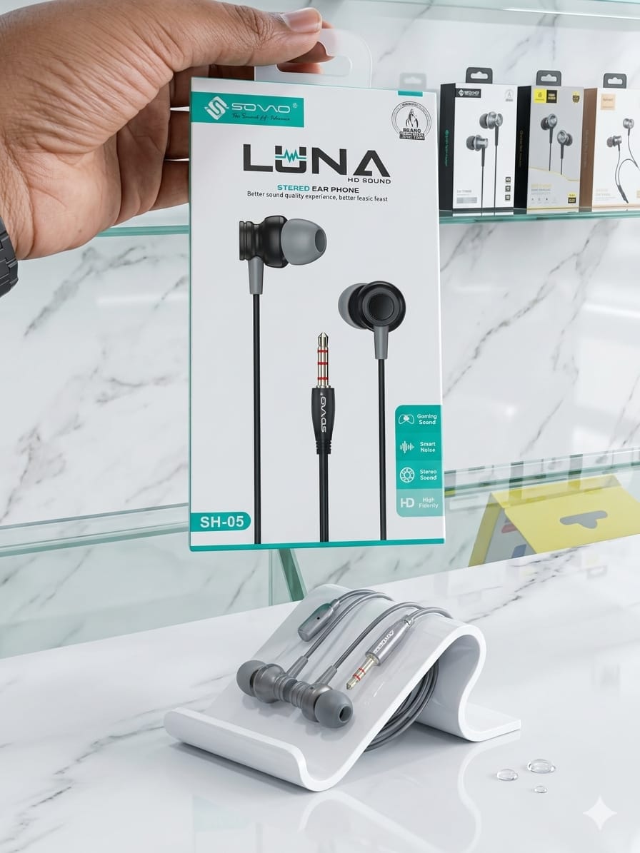LUNA SOVO-05 HD Stereo Earphones – Deep Bass, Noise Isolation, 3.5mm Jack, Gaming & Music Handsfree