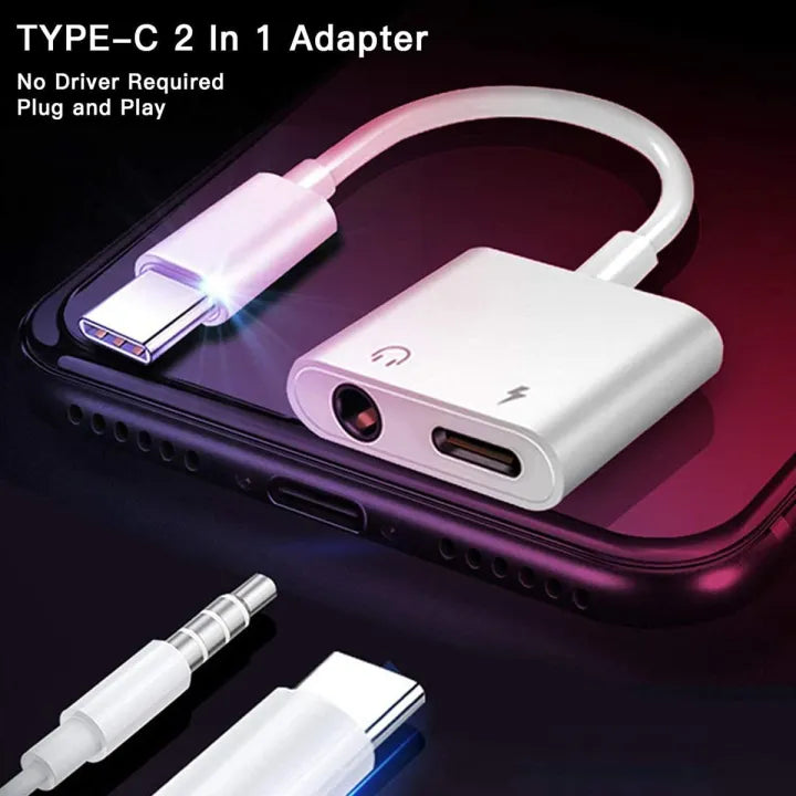 2-in-1 Dual Type -C Adapter – Charge & Listen Simultaneously