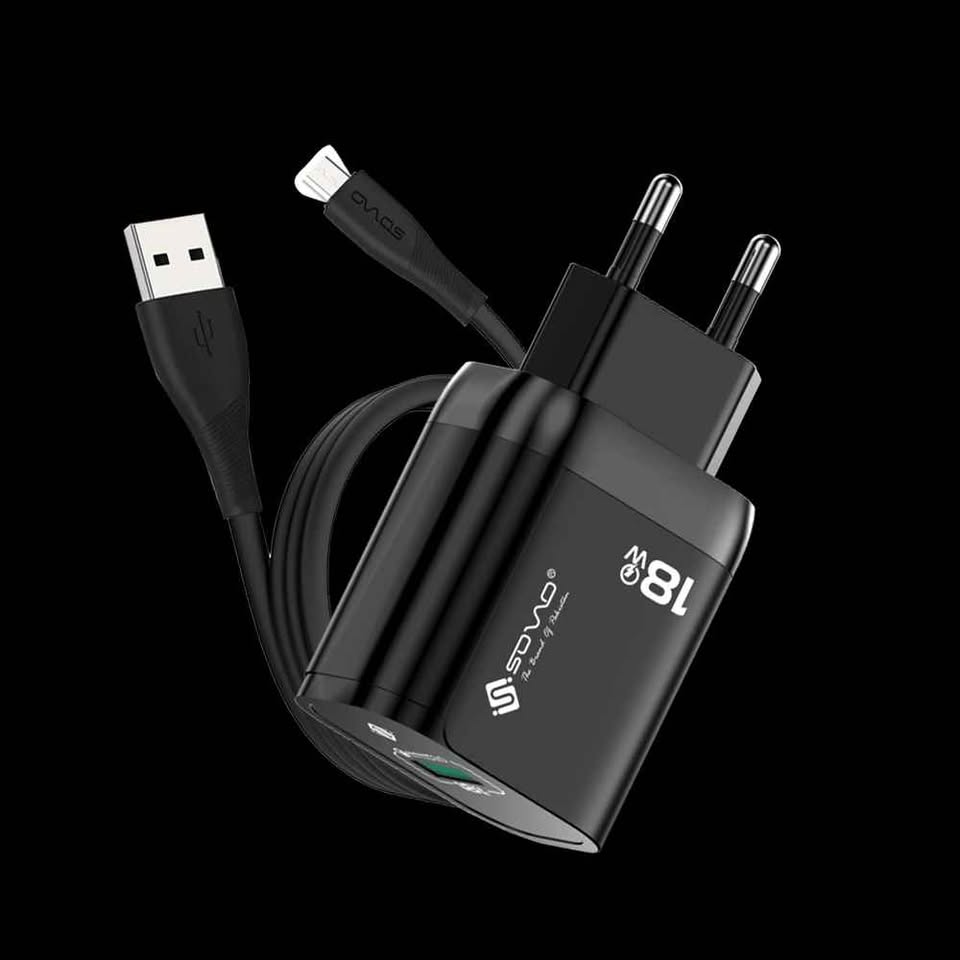 18W SOVO SG-235 18W Fast Charger with USB Cable | Quick Charge Adapter | Android Fast Charging 𝙆𝙞𝙩