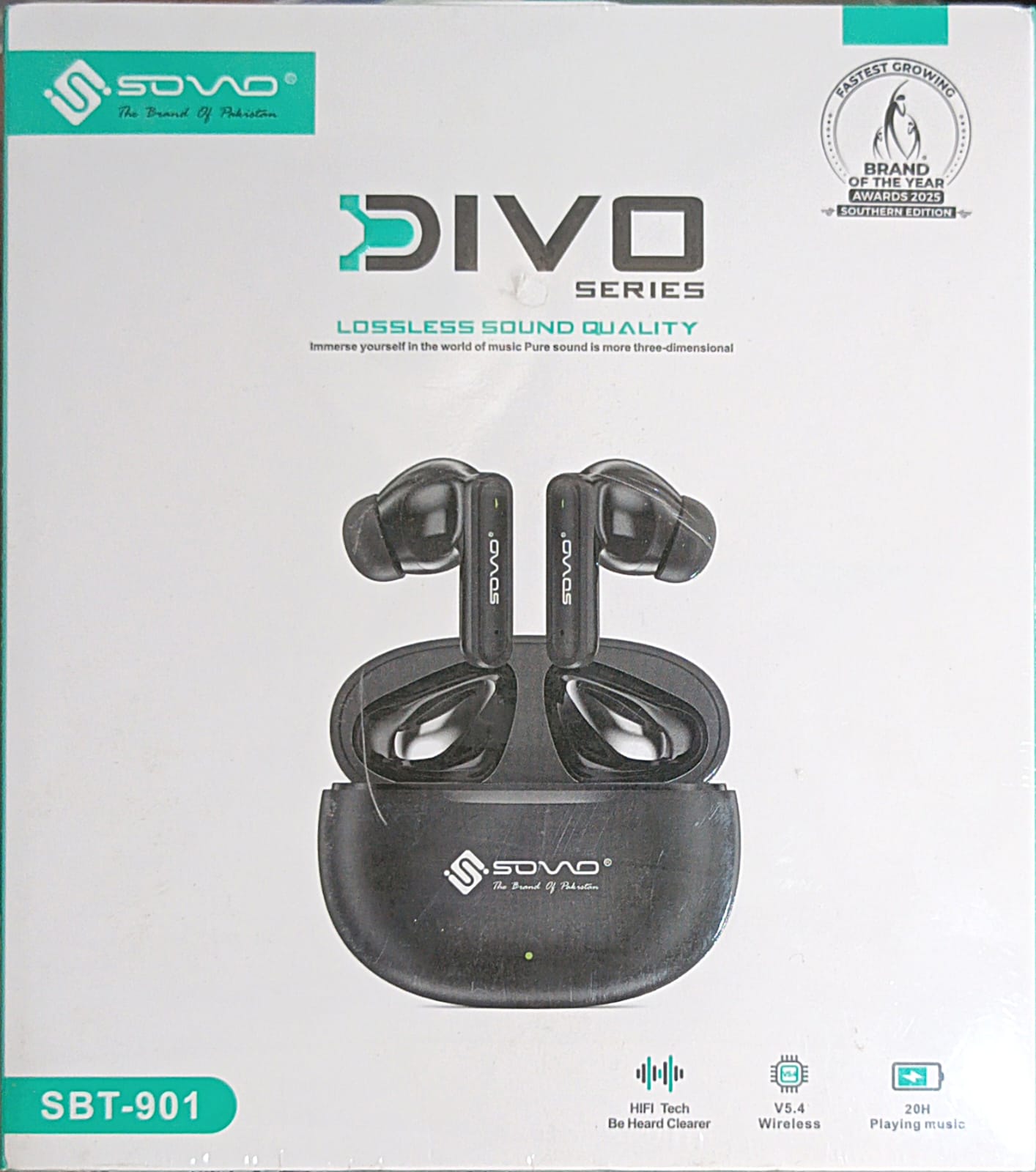1 YEAR WARRANTY SOVO DIVO Series SBT-901 True Wireless Earbuds – Lossless Sound Quality, Bluetooth 5.4, 20H Playtime 1 YEAR WARRANTY