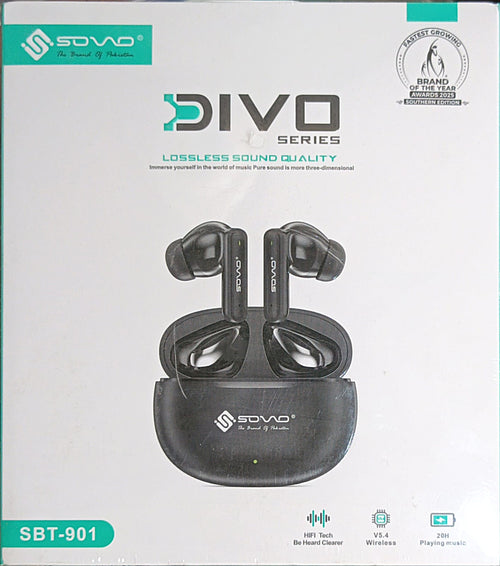 1 YEAR WARRANTY SOVO DIVO Series SBT-901 True Wireless Earbuds – Lossless Sound Quality, Bluetooth 5.4, 20H Playtime 1 YEAR WARRANTY