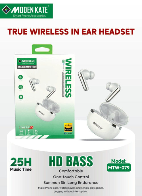 25H Playtime Moden Kate MTW-079 True Wireless Earbuds – HD Bass | 25H Playtime | Touch Control