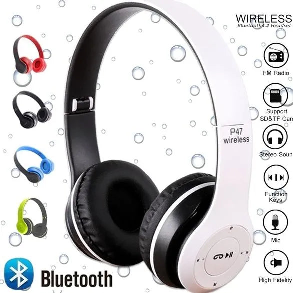 P47 4.2+EDR Wireless Headphones – Foldable & Rechargeable
