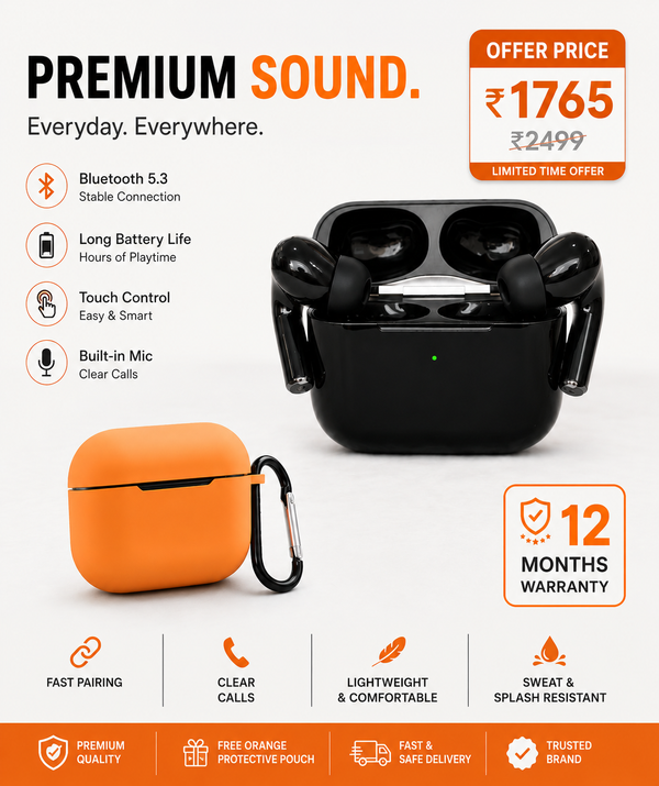 Orange Pouch FREE True Wireless Earbuds  Pro 2nd Generation