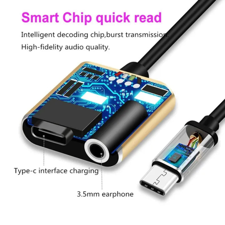 2-in-1 Dual Type -C Adapter – Charge & Listen Simultaneously