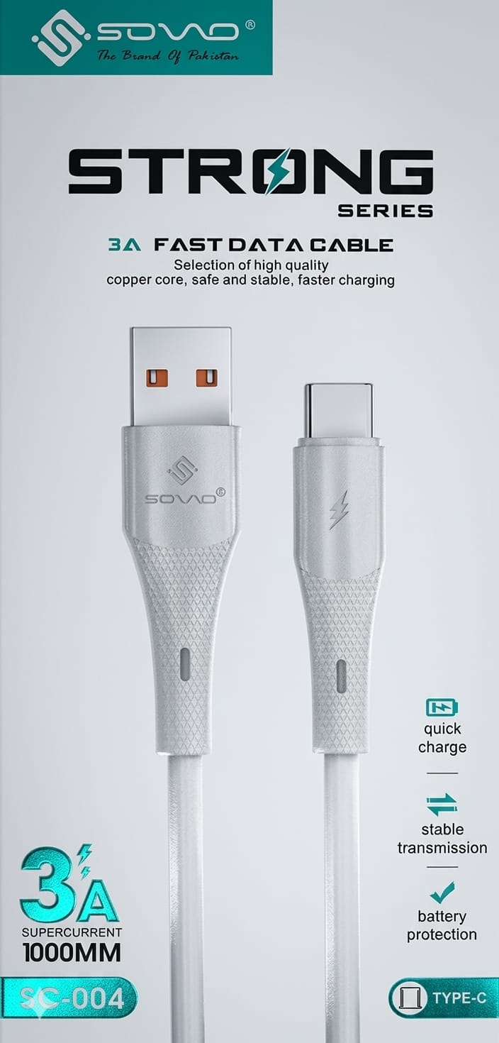 SOVO Strong Series 3A Fast Charging Cable (USB to Type-C) - 1 Meter